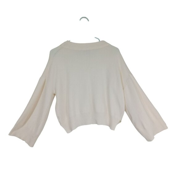 Sage + Stone Womens Cream Cropped Pullover Sweater S Ribbed Cuffs Lightweight - Picture 7 of 10